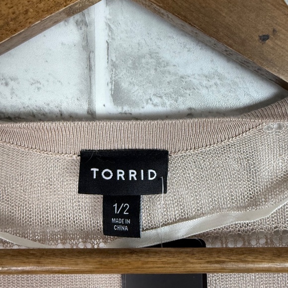 TORRID Mushroom Kimono Neutral Beige Open Knit Cardigan Sweater Womens 1x FLAW - Picture 3 of 7